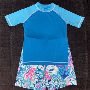 Kids Tommy Bahama Swim Set - Blue and Multicolor - Size 5-6 years old